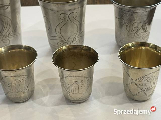 Zestaw 10 srebrnych kubków kidduszowych Rosja Antyki Kraków