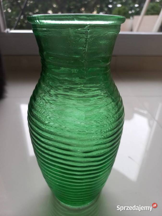 Wazon zielone szkło PRL