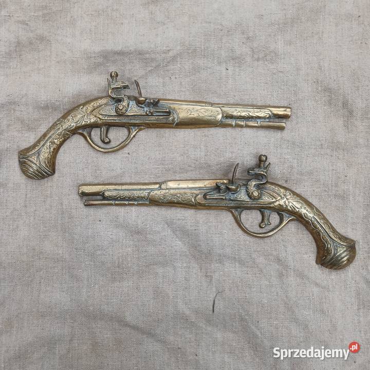 Mosiężny pistolet dekoracja na ścianę komplet 2 Warszawa