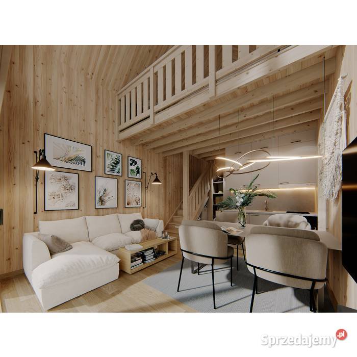 Drewniany domek szkieletowy z antresolą 25 m2 Mrągowo