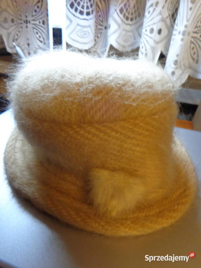 kapelusz jasny beż z angory Dla kobiet Poznań