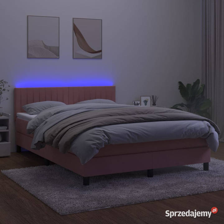 Łóżko kontynentalne z materacem i LED różowy 88cm Warszawa