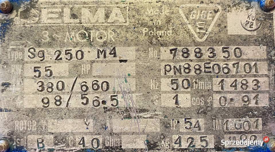 silnik elektryczny 55kW 1483obr 3fazowy CELMA Pigża