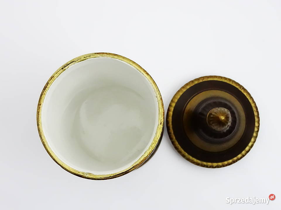 Zabytkowy pojemnik aptekarski z ilustracją Biłgoraj