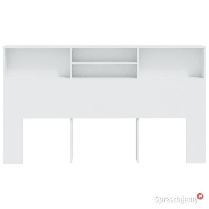 Wezgłowie łóżka z półkami białe 180x19x1035