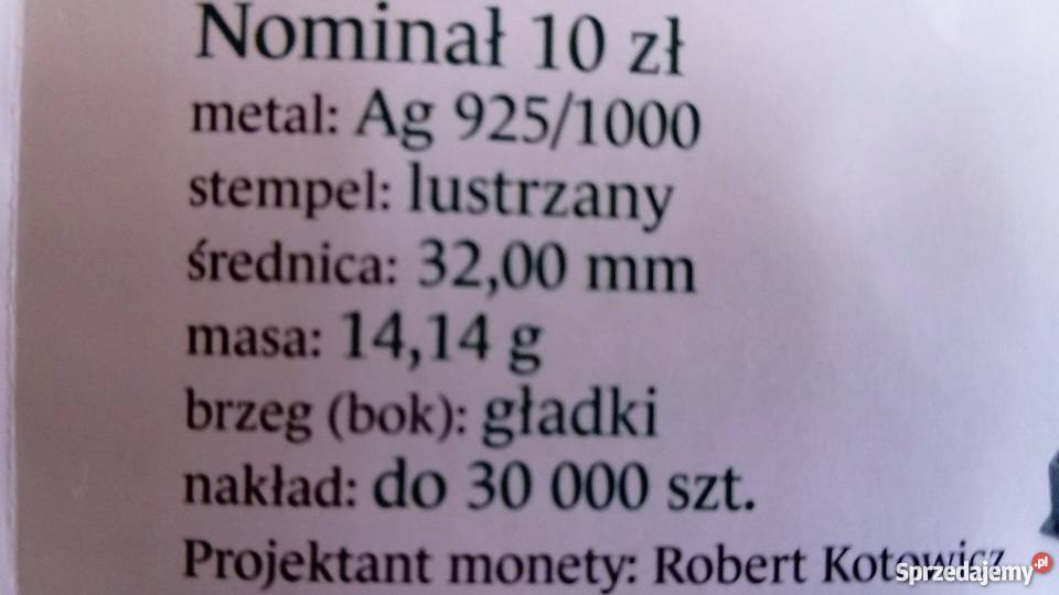 Moneta srebrna 10 2016 r Polska Reprezentacja wielkopolskie
