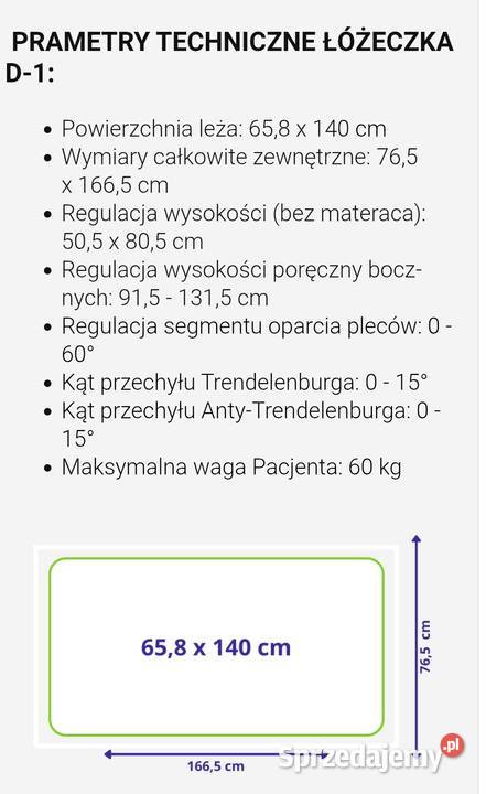 Łóżeczko szpitalne łóżeczko rehabiltacyjne Zdrowie i Uroda Nowy Dwór Mazowiecki sprzedam