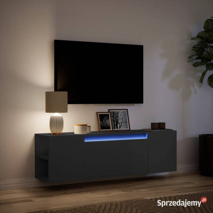 Ścienna szafka TV z LED czarna 135x31x395 Warszawa sprzedam
