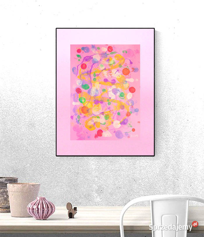 kolorowy obraz loft różowa dekoracja abstrakcja Olsztyn