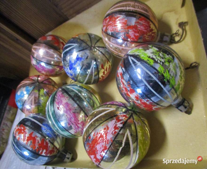 Bombki Szklane Małe 8 sztuk lata 60 PRL mazowieckie