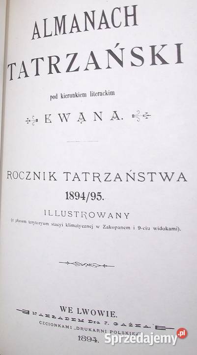 MAŁ Almanach Tatrzański 18941895 Warszawa