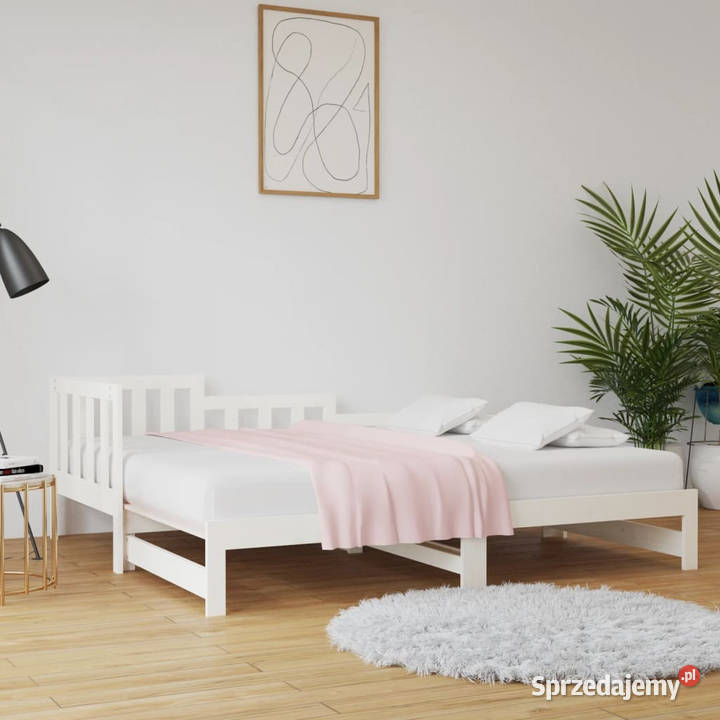 Łóżko rozsuwane białe 2x90x190 lite drewno