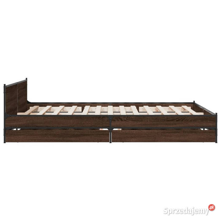 Rama łóżka z szufladami brązowy dąb 150x200 Łóżka