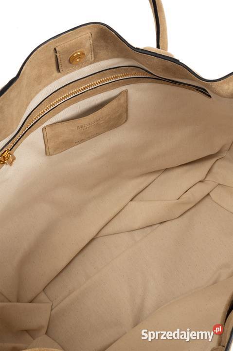 Beżowa skórzana torba shopper Dla kobiet Świdnica