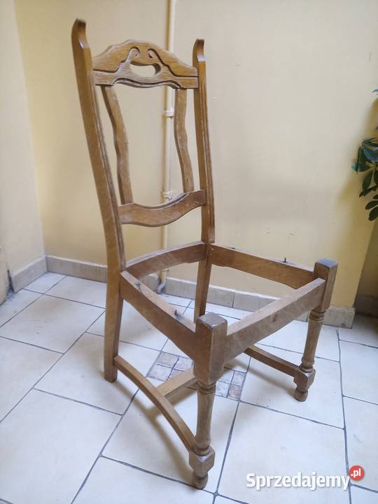 krzesło drewniane dębowe rzeźbione 100cm Wrocław