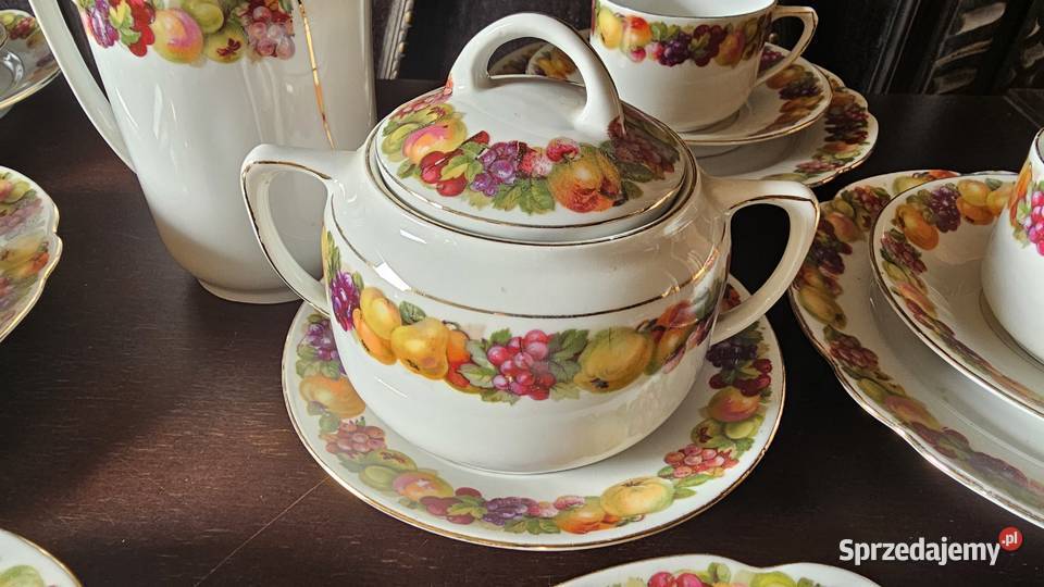 Serwis kawowy SCHWARZENHAMMER BAVARIA Owoce Porcelana i szkło Wałbrzych