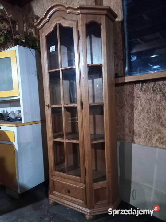 Witryna przeszklona z szufladą Dąb śląskie Kozy