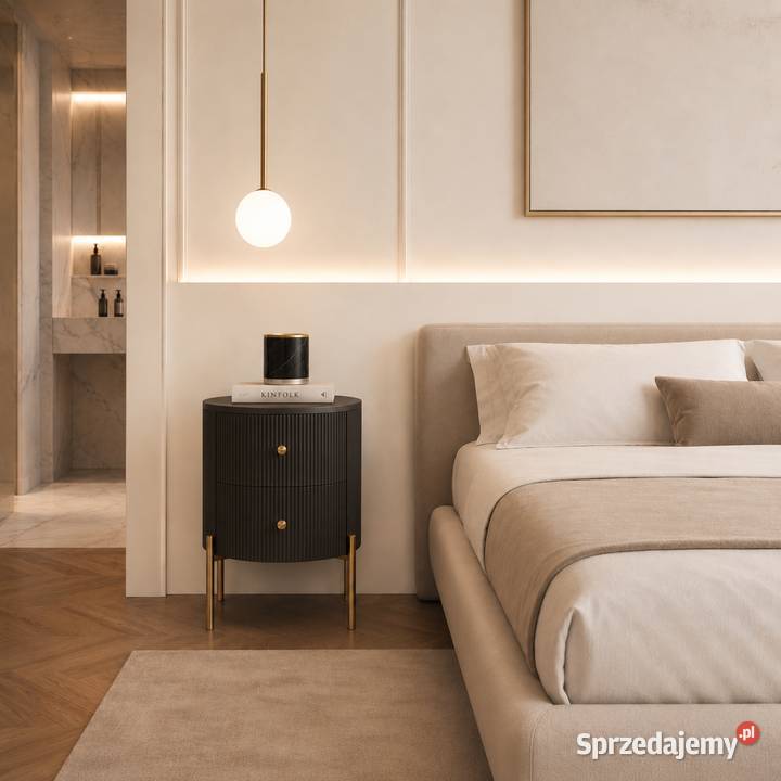 Stolik nocny glamour Omega z czarnym marmurem 60 Golkowice