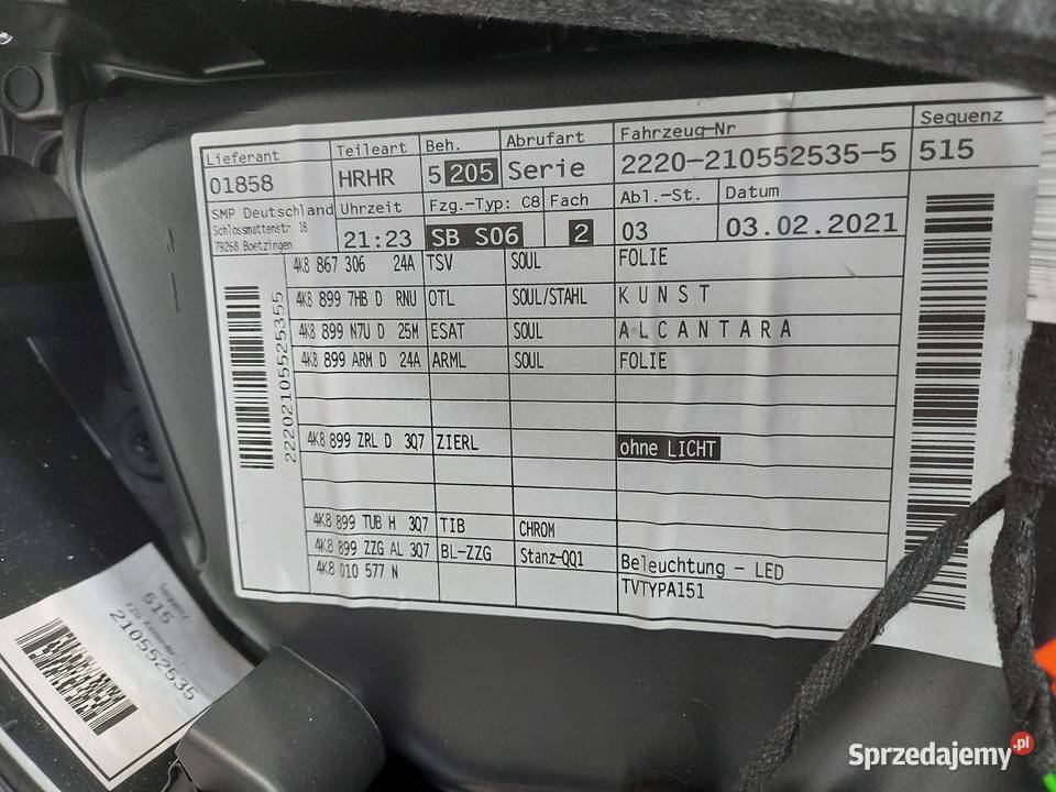 Audi A7 II 4K8 4M0 TFSI TAPICERKA BOCZEK DRZWI