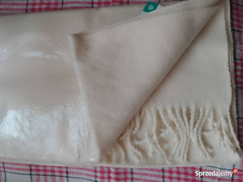 Szal szalik damski kremowy wełna Chrzanów