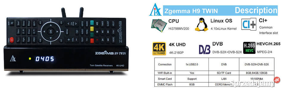Zgemma H9 Twin V2 4K 2xDVBS2X IPTV ENIGMA2 CCcam mazowieckie Warszawa
