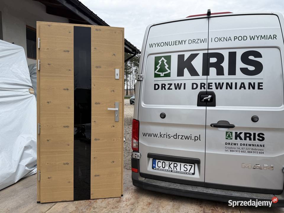 Drzwi zewnętrzne drewniane RĘKI dębowe Dostawa o Toruń