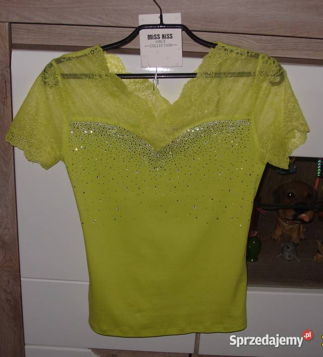 Limonkowa koronka cyrkonie NOWA MISS KISS rSM Rawicz