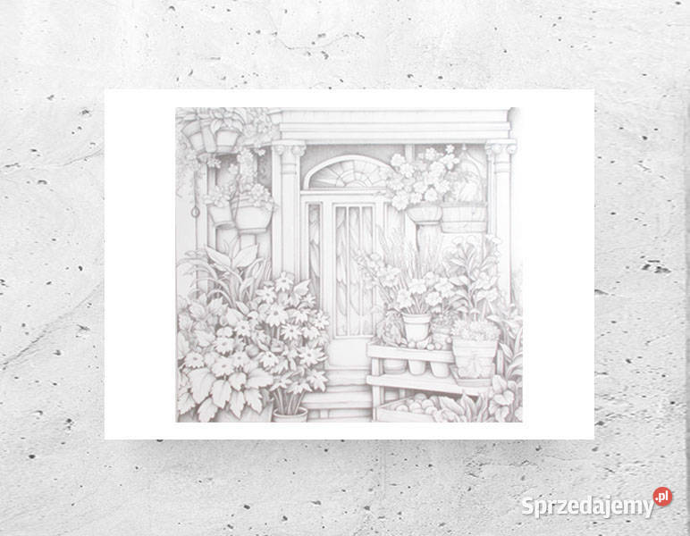 rustykalny plakat z ogrodem szary plakat A4