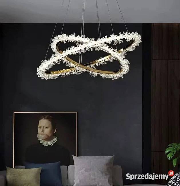 Żyrandol kryształowy nowoczesny złoty lampa Warszawa