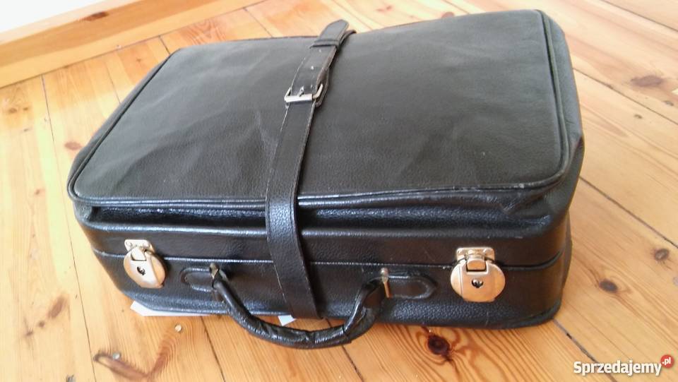 WALIZKA czarna skórzana antyk unikat Gdańsk