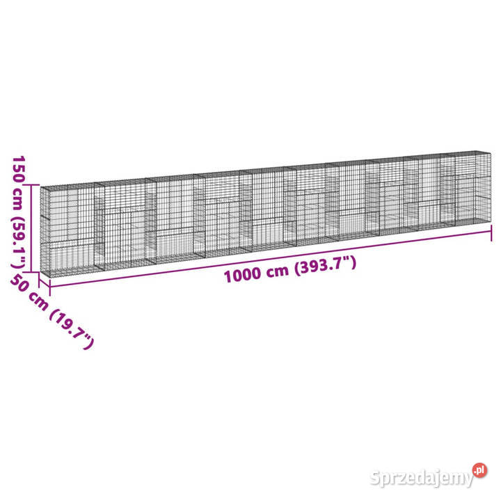 Kosz gabionowy z pokrywą 1000x50x150 mazowieckie Warszawa