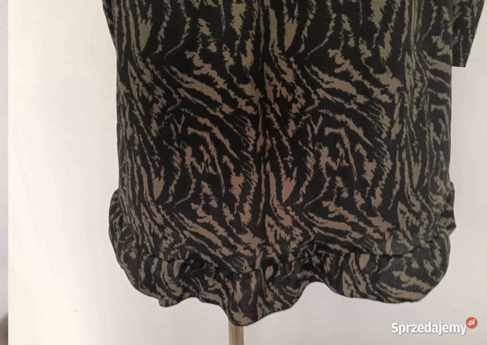 Sukienka z baskinką wzór paski zebry jesień Rozmiar 40(L)