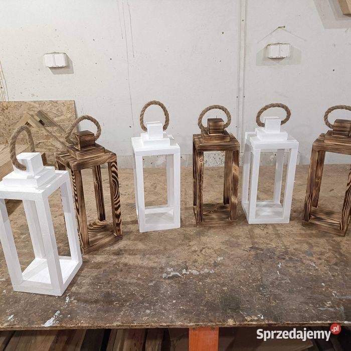 Lampion drewniany latarenka z drewna podstawa Białystok sprzedam