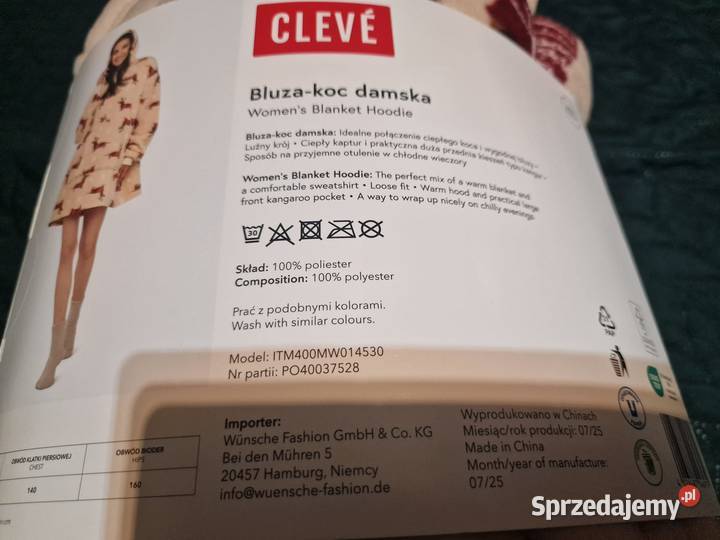 NOWA Bluzakoc kocobluza z jamnikiem świąteczny Z kapturem  sprzedam