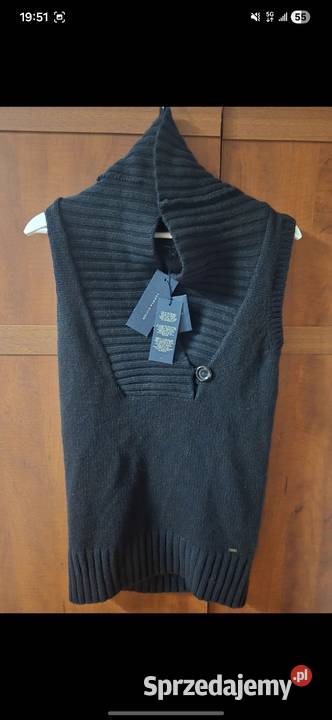 Sweter bez rękawów czarny Tommy Hilfiger stan