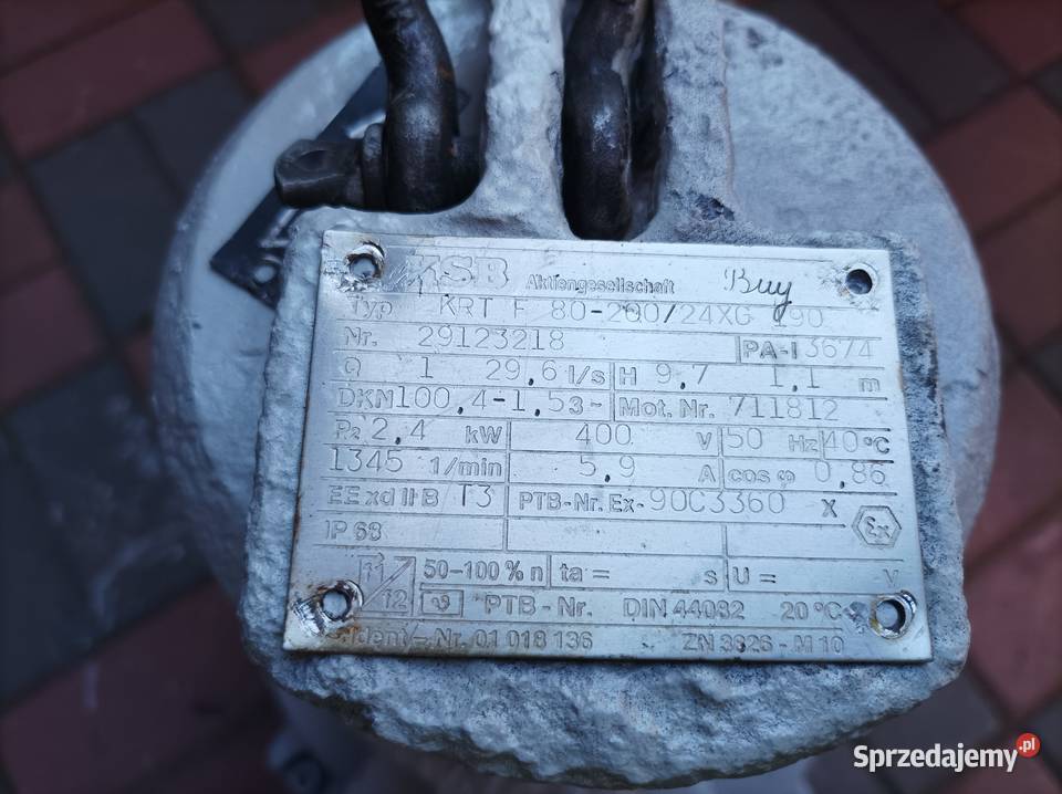 Pompa Zatapialna szlamowa Górnicza KSB 24kw typ Nowy Tomyśl