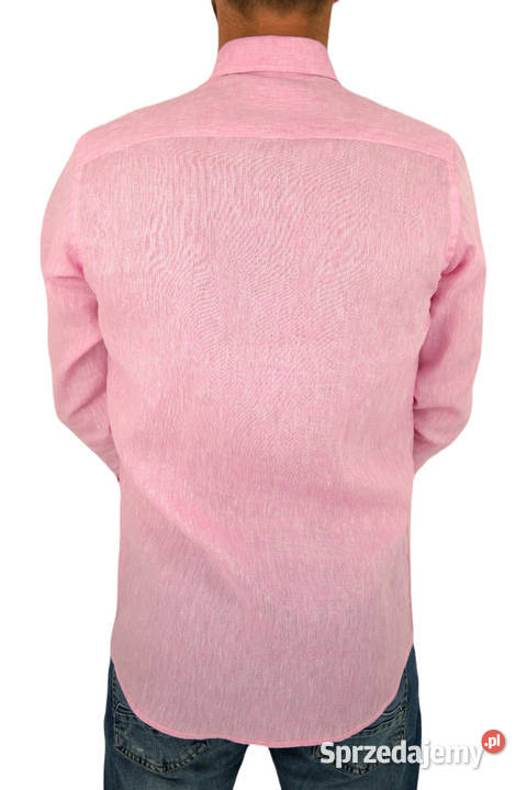 GIOVANNI PERA Koszula Męska GPL1 Różowa LEN Odzież codzienna