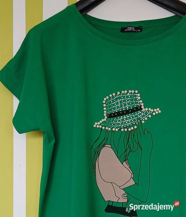 LXL4648 Bawełniany zielony tshirt nowy Newery sprzedam