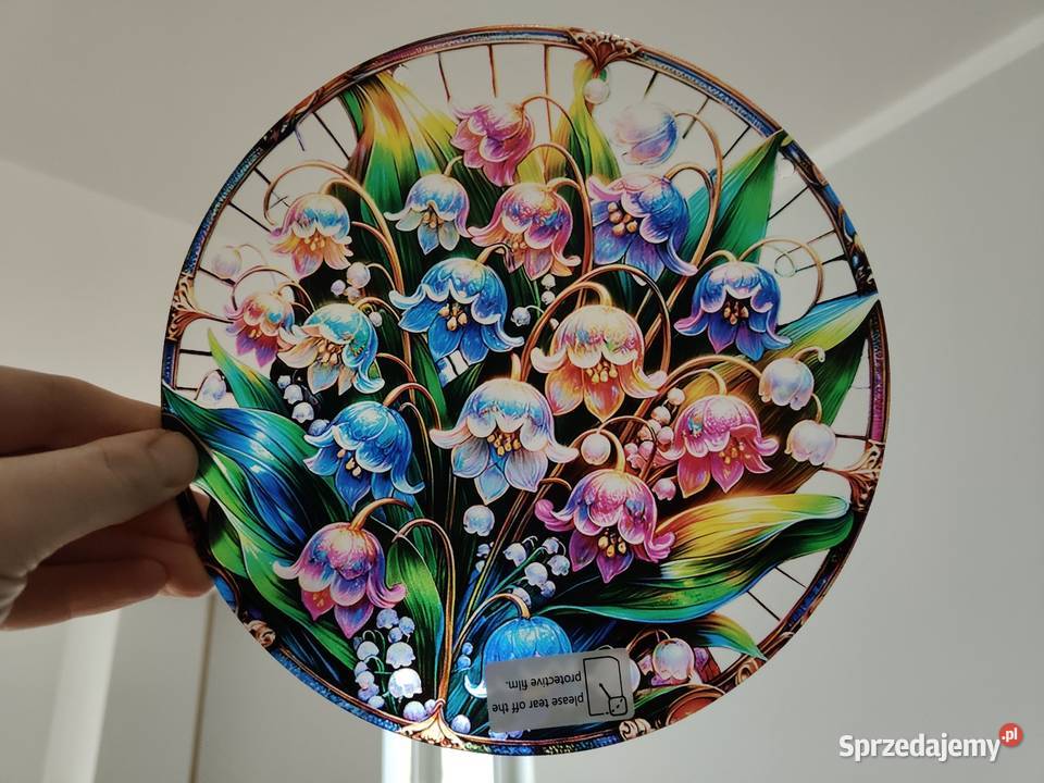 Nowy witraż witrażyk dekoracja okienna kwiaty mazowieckie Płock