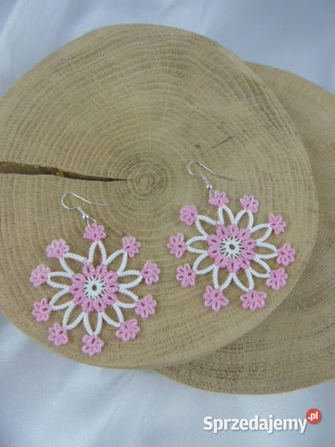 Kolczyki frywolitkowe różne wzory i kolory Wiśniowa