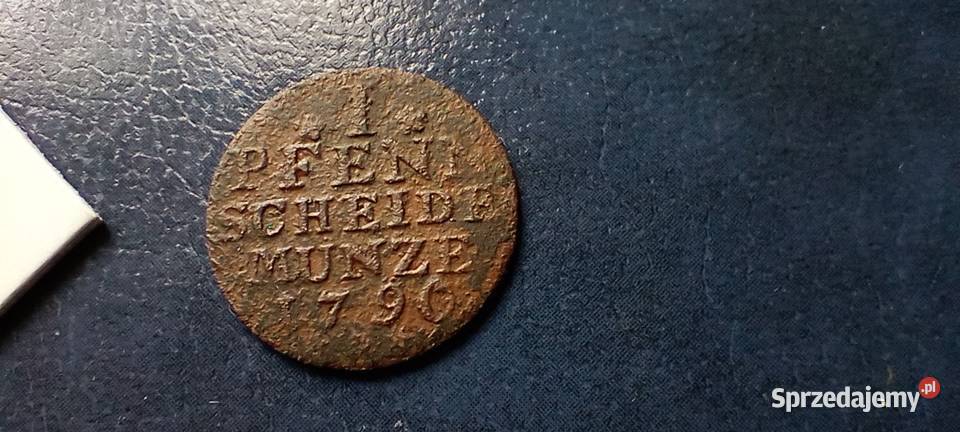 Stare monety 1 fenig 1790 Niemcy Numizmatyka Lesko