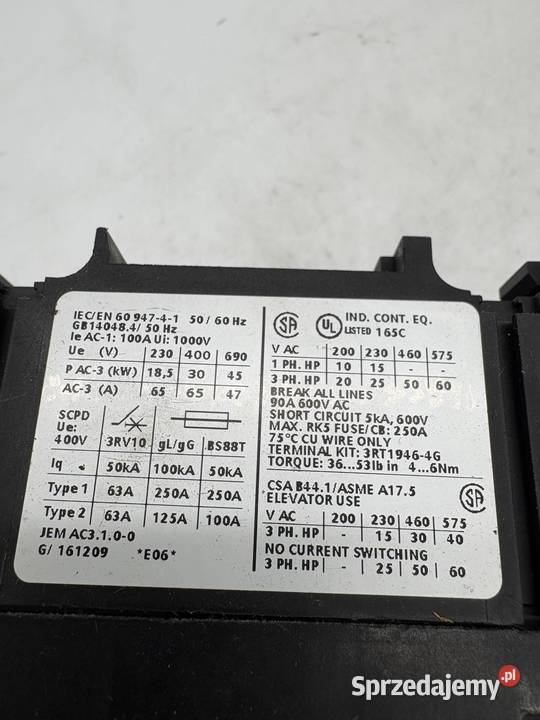 Siemens 3RT10441A Stycznik 30kW