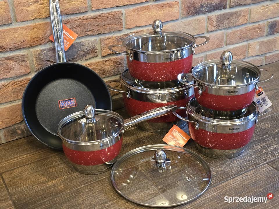 279 Garnki nierdzewne czerwone Hoffner Zabrze