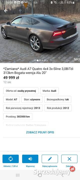 Sprzedam Zamienię Audi A7 Quatro 4x4 3xSline dolnośląskie Karpacz