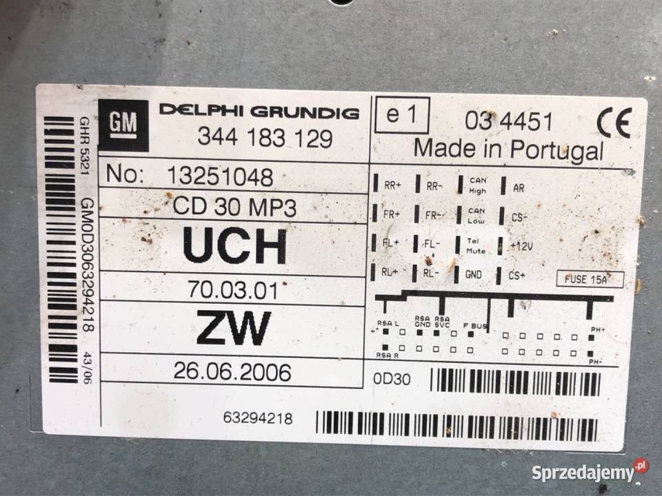 RADIO OPEL ZAFIRA B 13251048 0515 ODTWARZACZ