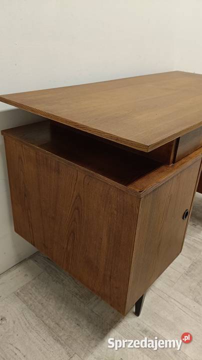 biurko PRL modern dwustronne gabinetowe okleina Radomsko