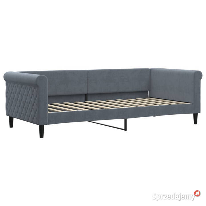 Sofa rozsuwana z szufladami ciemnoszara aksamit Warszawa
