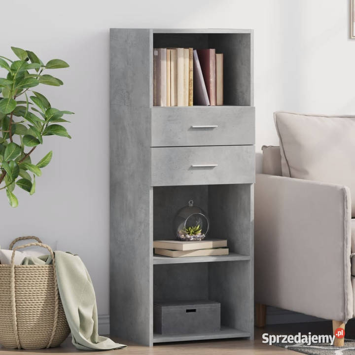 Wysoka szafka szarość betonu 45x425x124 WM846169 Warszawa