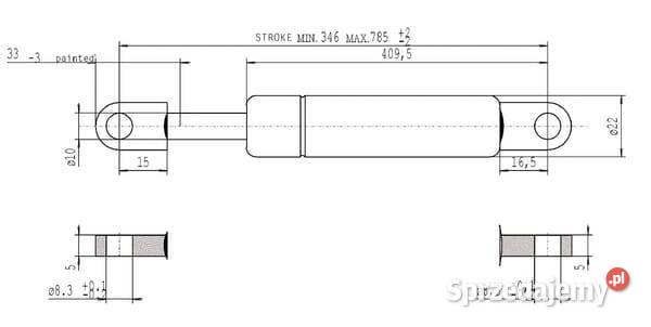 Sprężyna gazowa L7855 mm 250N Stabilus CA095133 małopolskie Kamionna
