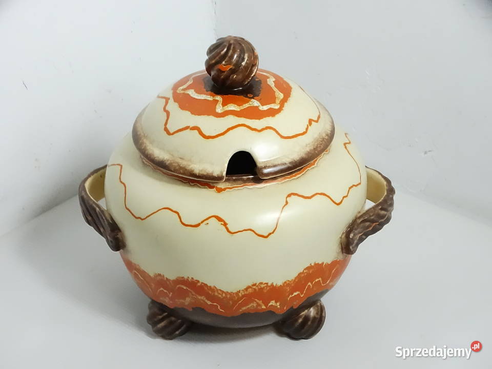 Stylowa ceramiczna waza retro na nóżkach Waza do